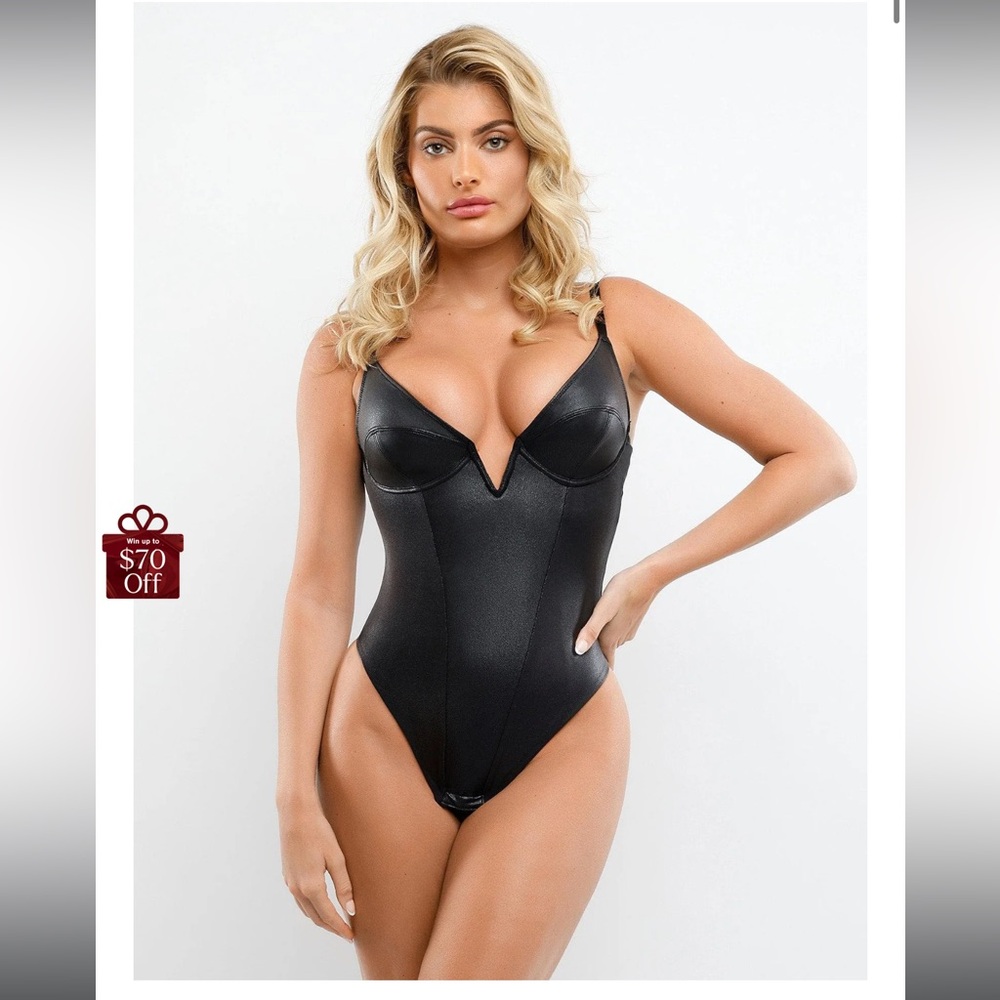 NWT Small Leather Popilush Bodysuit